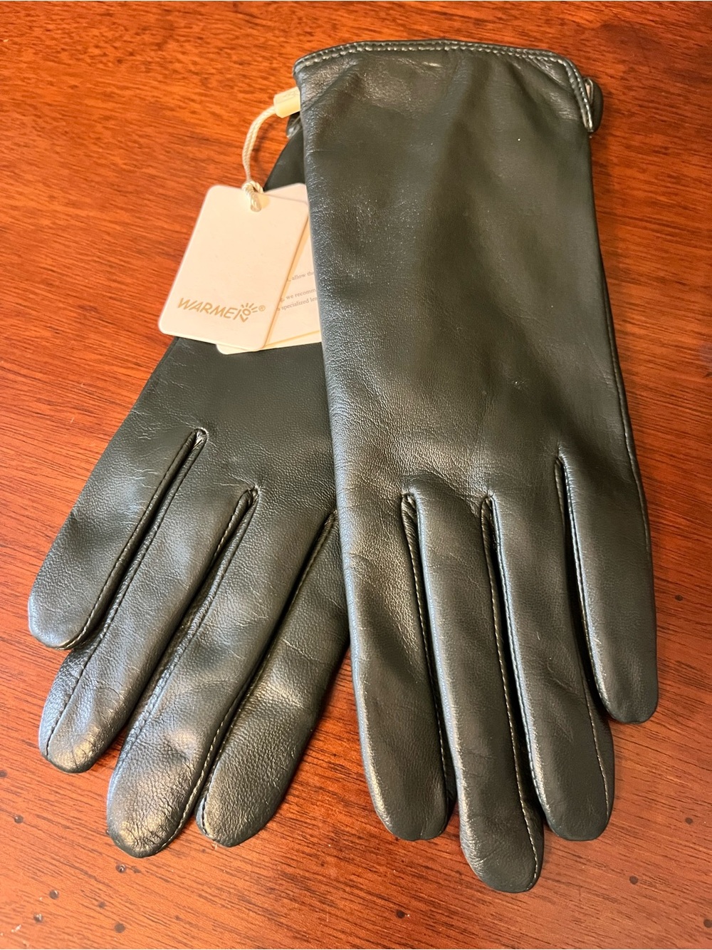 Warmen Women's Hunter Green Sheepskin Leather Gloves Sz 8 (L) NWT